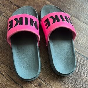 Nike Pink and Gray Slides